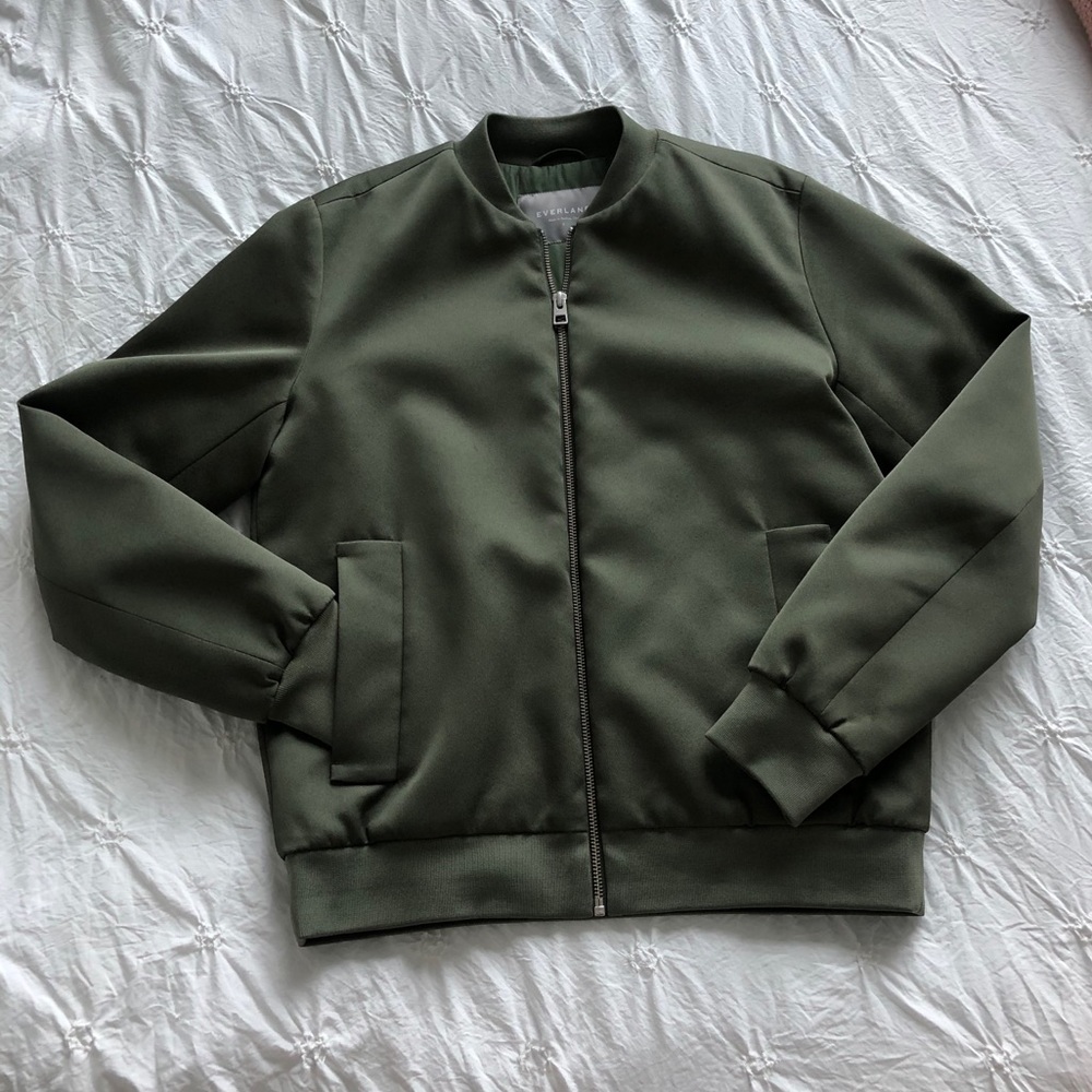 Everlane olive green bomber jacket